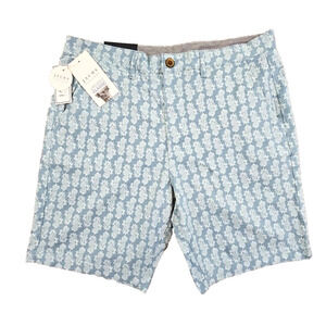 Jachs New York Bleeker‎ Shorts Men's Size 32 / 9" Inseam Light Blue Pineapple